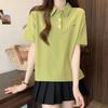 Camiseta Elegante Talla Plus para Mujer con Cuello Polo, Versátil y Adelgazante, Verano 2026 Manga Corta Dopamina Más Vendido