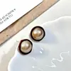 Pendientes Retro Redondos de Perlas de Terciopelo para Otoño e Invierno, Pendientes de Perlas Color Champaña Estilo Maillard, Pendientes de Lujo Ligero de Gama Alta