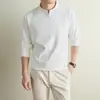 Venta Directa de Fábrica Camisa Polo para Hombre Estilo Pájaro Mismo Estilo Media Cremallera Cuello Alto Manga Larga Primavera y Otoño Elástico Casual Superior 26148