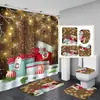 Cortina de Ducha de Poliéster Impermeable y Antimoho Impresa con Regalo de Navidad Atmósfera de Campanas Navideñas Suministro Directo del Fabricante Cortina de Ducha