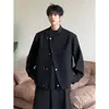 Nova jaqueta de terno preta estilo chinês oversized para homens, adequada para primavera e outono, com um visual moderno, sofisticado e estiloso, e um caimento relaxado e solto