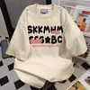 Camiseta de Manga Corta con Estampado de Letras de Diseño de Algodón Puro Americano para Mujer Verano 2024 Nuevo Top Holgado de Media Manga Tendencia Ins