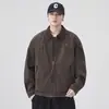 Chaqueta de Algodón Lavado Estilo Americano para Hombre, Marca de Moda, Corte Holgado Retro, Cuello Alto Cortavientos, Tacto de Alta Gama, Top Fresco y Casual