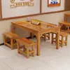 Juego de Mesa y Sillas de Madera Maciza Carbonizada Tienda Comercial de Desayunos para Catering Restaurante de Fideos Restaurante de BBQ Mesa y Sillas de Comida Rápida Mesa y Sillas de Comedor Carbonizadas
