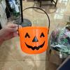 Balde de Abóbora de Halloween Transfronteiriço da Amazon Nova Lanterna de Abóbora Balde de Abóbora Infantil Pote de Doces com Tampa Atacado