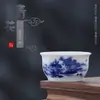 Taza de Té de Porcelana Azul y Blanca de Color Bajo Esmalte Estilo Chino Juego de Té Kung Fu Taza de Té Pequeña Sencilla para el Hogar Tazón de Té Taza de Maestro Lote