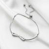 Pulseira de Laço com Strass Banhada a Prata para Mulheres, Design Simples Estilo Ins, Estilo Nicho, Pulseira de Laço Totalmente em Strass Ajustável