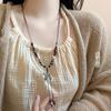 Collar Zen Chino Nuevo Antiguo Nicho Doble Capa Estilo Étnico Vintage Colgante de Pluma Collar de Hilo de Cera Largo para Mujer Algodón