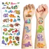 10 Piezas Pegatinas de Tatuaje de Dinosaurio Dibujos Animados Infantiles Graffiti Brazo Cara Pegatinas Impermeable Temporal Tatuaje Pegatina Set