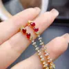 Pendientes de Rubí Natural Populares al por Mayor de Fábrica con Incrustaciones de Plata S925 Piedra Principal 3*4 Joyería de Lujo Directamente de Fábrica
