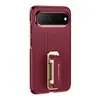 Capa para celular Huawei Pura X View com alça de pulso, suporte metálico giratório, textura de couro galvanizado, capa protetora anti-queda