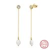 Alambre de Oreja de Plata S925 Perla de Agua Dulce Natural Zirconia Cúbica 4A Pendientes Venta Directa de Fábrica Mayoreo
