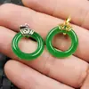 Colgante de jade cuarcita turquesa Colgante con hebilla de jade Jaspe de Taiwán agujero grande Colgante de collar con hebilla de jade colgante de pendientes