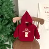 Moletom com Capuz de Veludo Dupla Face Outono e Inverno para Bebês, Meninos e Meninas, Engrossado e Fofo, Roupas Tops de Natal e Ano Novo