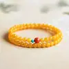 Pulsera de Doble Círculo de Cera de Abeja Sintética con Múltiples Piedras Preciosas, Ágata Roja del Sur Sintético, Turquesa Sintética, Pulsera de Regalo de Pareja de Alta Gama con Pequeñas Cuentas de Arroz