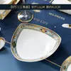 Atacado Louça Dourada Embossada DIY Combinação Livre Louça de Porcelana Óssea Pratos Tigelas Tigelas e Pratos Domésticos Estilo Europeu Tigelas Grandes Pequenas