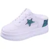 Zapatos de Plataforma para Mujer 2025 Verano Nuevos Huecos Transpirables Medios Zapatos de Malla para Mujer Casual Internos Blancos para Mujer