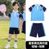 Foto de graduación, día deportivo, uniforme de clase de verano, uniforme de escuela primaria, estudiante de secundaria, estudiante de preparatoria, estilo de colegio británico, manga corta, azul