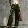 2026 Amazon Transfronterizo Wish Sitio Independiente Ropa para Mujer: Pantalones Casuales de Terciopelo Sueltos de Color Sólido de Cintura Alta con Bolsillos de Pierna Recta