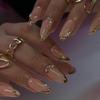 Peças de Unha Quentes Transfronteiriças Estilo Europeu e Americano Manicure Francesa Patch Pó Cor de Contraste Preto Explosões de Comércio Exterior Unhas Postiças Produtos Acabados