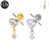 Titanio Hermoso Transfronterizo Europeo y Americano Corazón Circonita Simple Accesible Lujo Clavo de Hueso de Oreja F136Titanio Aleación de Titanio Piercing Clavo de Oreja