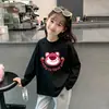 Camiseta de manga larga 100% algodón para niña para primavera y otoño 2026, elegante camiseta básica infantil con estampado de dibujos animados para niñas pequeñas