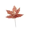 24cm Decorações de Natal Flores de Natal Decoração de Árvore de Natal Guirlanda de Rattan Recortes Tecido com Pó Dourado Flores de Seda Flores Artificiais