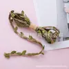Corda de Cânhamo com Folhas, Fio de Corda de Cânhamo Trançado, Corda para Material Decorativo, Material Decorativo de Folha Verde, Corda de Cânhamo Trançada com Folhas Verdes