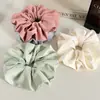 Goma para el pelo plisada de satén texturizado color liso estilo coreano con pedrería, Lazo de tela para moño, Accesorio para el pelo para coleta