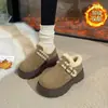 Populares Zapatos de Mujer Estilo Birkenstock con Suela Gruesa y Forro de Felpa Añadido, Nuevo Modelo de Invierno 2025, Cálidos Mocasines de Peluche, Botas de Nieve