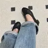Bailarinas planas de piel de oveja con punta redonda y lazo, zapatos de tacón grueso tipo abuela para mujer, tacones altos sin cordones, zapatos Mary Jane para mujer