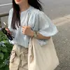 Ropa de Mujer Coreana Dongdaemun Alta Calidad Elegante Holgada Camisa Pequeña de Cuello Alto