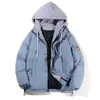 Ropa de algodón elegante y de moda de marca para hombres y mujeres, chaqueta con capucha de invierno gruesa, abrigo de algodón versátil de imitación de dos piezas para parejas, tendencia de moda para hombres