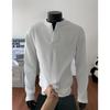 Estilo Old Money Otoño Nuevo Cuello Henry Manga Larga Camiseta Básica Sudadera de Otoño Talla Grande Holgada Casual Top