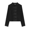 Camisa de Manga Longa com Fivela Nova Estilo Chinês Transfronteiriça Gola Alta Algodão Linho Solta Modeladora Cardigan Top Estilo Nacional Atacado