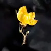Broche Flor de Magnolia con Esmalte, Broche Estilo Corte Vintage, Accesorio Exagerado de Aleación de Gama Alta Estilo Ins para Mujer