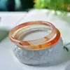 Brasil cor de gelo mel cor de gelo transparente calcedônia pulseira de barra redonda de gelo pulseira de ágata vermelho cereja pulseira fina estreita de jade laranja