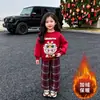 Dulce Conjunto de Pantalones a Cuadros para Niños, Ropa de Año Nuevo para Niños y Niñas, Nuevo Conjunto Festivo de Dos Piezas Forrado de Polar para Invierno para Bebés y Niños