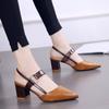 Jinbukang Outwear Toe Sandálias Femininas Primavera e Verão Novos Sapatos de Camada Única Sapatos Femininos de Salto Grosso Pontudo