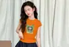 Conjunto Casual de Verão para Meninas 2026 Novo Estiloso Camiseta com Estampa de Gato e Calça Wide-Leg com Cordão nas Costas Conjunto de Duas Peças