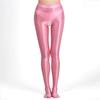 Europeu e americano Internet Red Silk Oil Brilhante Brilho Grande Tamanho Arquivo Aberto Calças Livres Meia-calça Sexy Cross-border 7057A