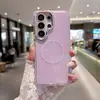 Funda de teléfono magnética brillante adecuada para Samsung S26ultra, funda protectora colorida tres en uno anticaídas para S25
