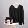 Camiseta Térmica de Invierno Ropa Interior para Mujer Otoño e Invierno Nueva Doble Cara Lijada Cara AB Ropa de Otoño de Pareja Forrada de Polar Ropa Cálida Engrosada