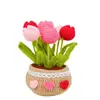 Hilo de Crochet Tulipán Transfronterizo Producto Terminado Planta en Maceta Flor Decoración del Hogar Ramo Regalo Hecho a Mano Flor Artificial Tejida