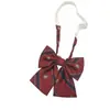 Corbata de lazo con corona de vino tinto plateado y material escolar, cuello de uniforme JK con flores, ropa académica japonesa, traje sin corbata, tendencia para hombres y mujeres.