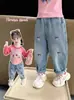 Jeans para Meninas em Estoque, Estilos de Primavera e Outono, Modernos, Tamanho Médio, Meninas Pequenas, Roupas Infantis para Bebês e Crianças Atacado Calças Casuais