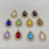 Fabricante de Colgantes de Encaje Chapados en Oro de Cobre con Forma de Gota de Agua y Diamantes de Colores, Accesorios para Joyería Hecha a Mano DIY de Circonita de Vidrio Multicolor al por Mayor