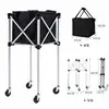 Carrito de almacenamiento de tenis, Carrito conveniente para entrenador de tenis para recoger pelotas, Cesta de pelotas, Carrito plegable de bádminton para recoger pelotas