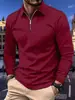 Camisa polo de manga comprida transfronteiriça para homens, roupas masculinas, camisa base de cor sólida, disponível exclusivamente no AliExpress, Amazon e Joom
