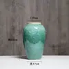 Cerâmica Jingdezhen Verde Luz Luxo Alto Padrão Vaso Retro Novo Estilo Chinês Hotel Quarto Modelo Simples Arranjo de Flores Ornamento